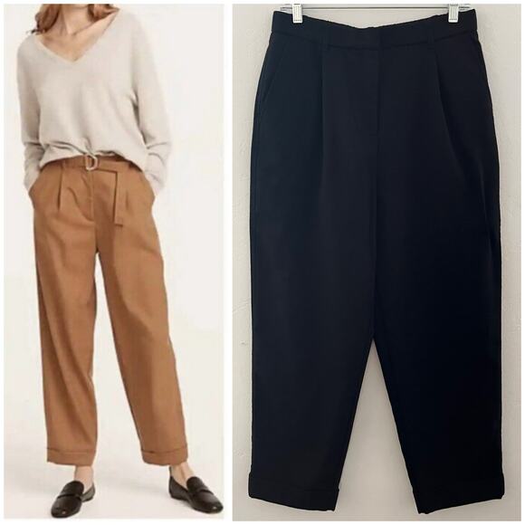 J. Crew D-Ring Flannel Pants Women's 8 Black Minimalist Business Casual Preppy - Picture 1 of 9